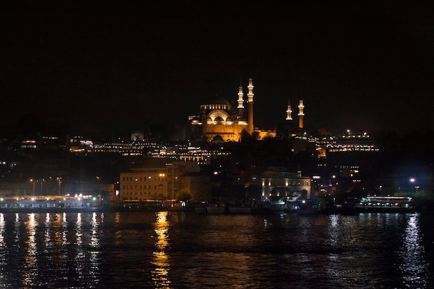 Suleymaniye Mosque in Istanbul at night