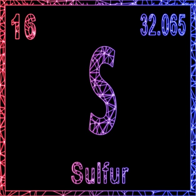 Sulfur chemical element Sign with atomic number and atomic weight