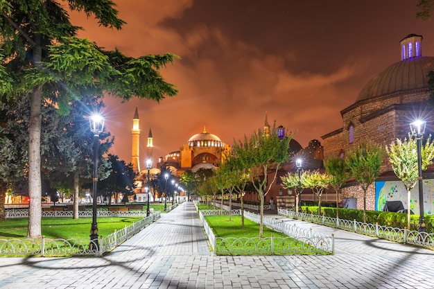 Sultanahmet park and Hagia Sophia museum in Istanbul Turkey