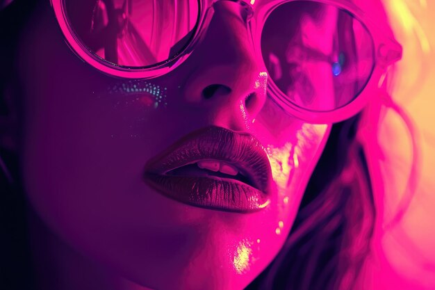 Sultry Shades Vibrant Pink Sunglasses and Lips in Art