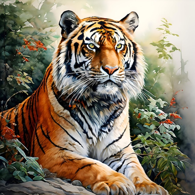 Sumatran tiger watercolor painting