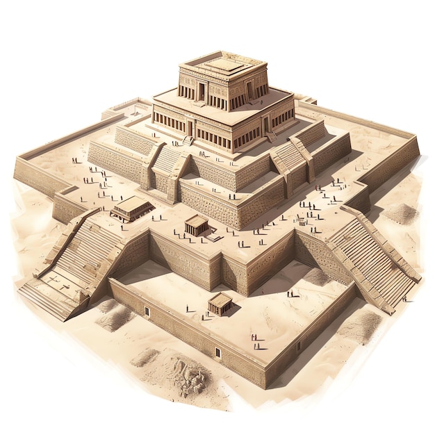 Sumerian temple complex with a ziggurat at its center fantasy