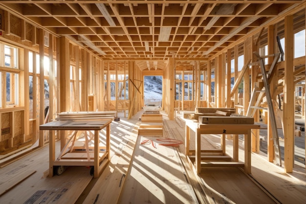 Summary The abstract focuses on wood home framing that occurs at a construction site