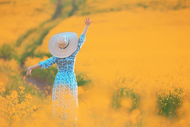 summer activity field flowers girl having fun young female in village sunny season active