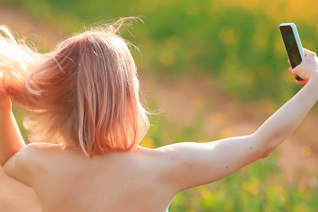 summer activity field flowers girl having fun young female in village sunny season active