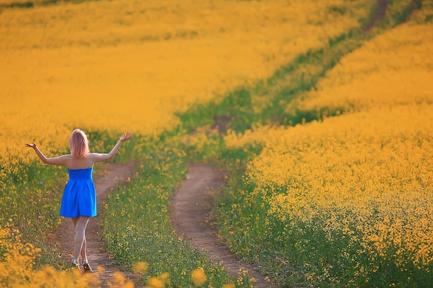 summer activity field flowers girl having fun young female in village sunny season active