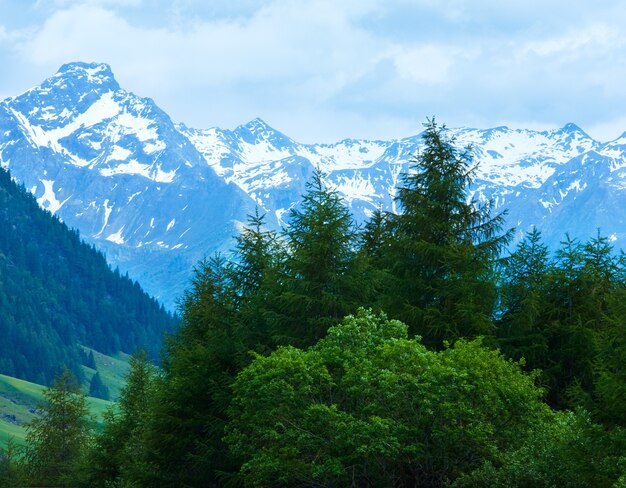 Summer Alps mountains in Austria, view to Italian Dolomites