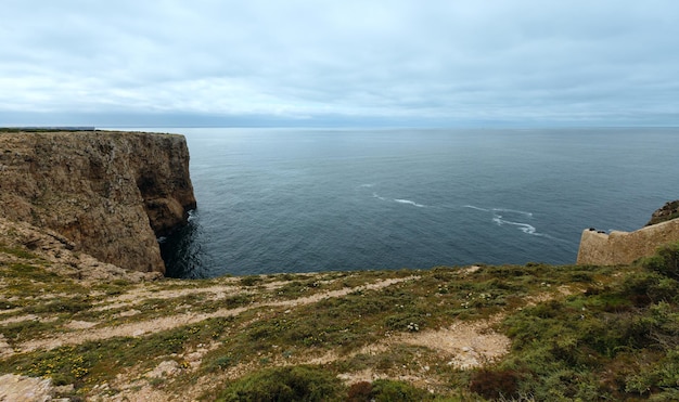 Summer Atlantic rocky coast (Cape St. Vincent, Sagres, Algarve, southern Portugal).