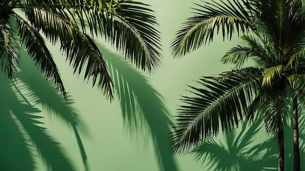 Photo summer background featuring palm tree shadows on green