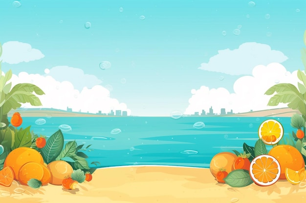 Summer Background Illustration A Beautiful Beach Scene Created with Generative AI