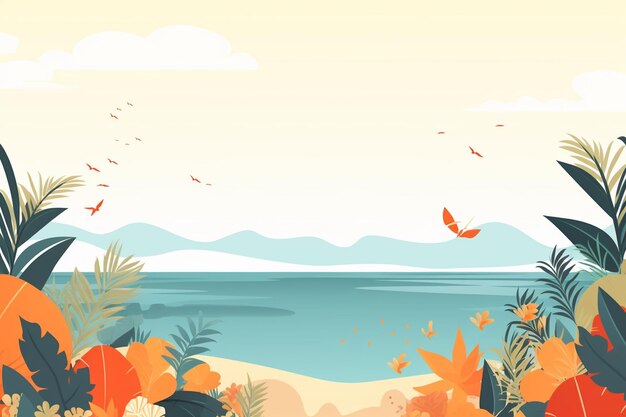 Summer Background Illustration A Beautiful Beach Scene Created with Generative AI