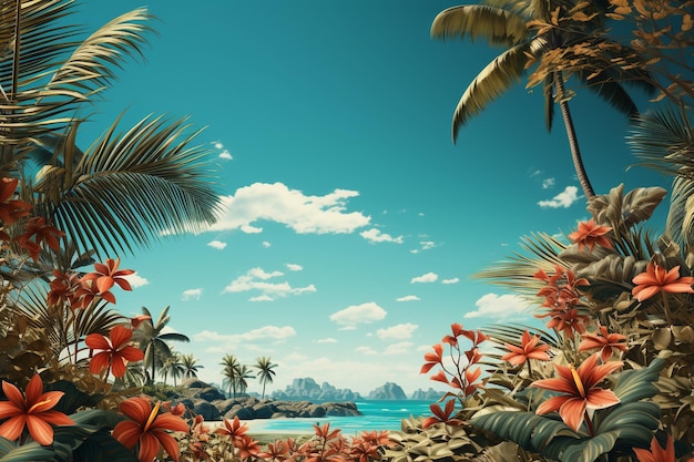 Summer background with copy space AI generative