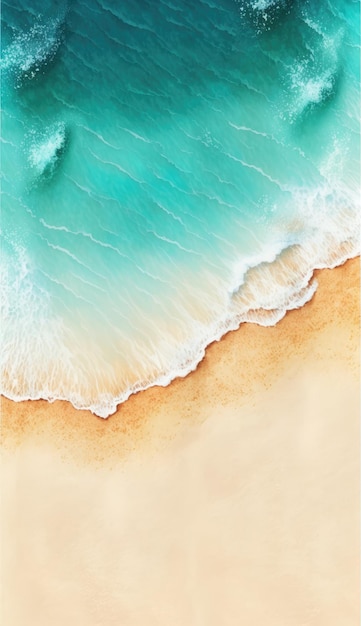 Summer Background with Ocean Waves and Beach with Copy Space for Text