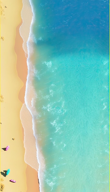 Summer Background with Ocean Waves and Beach with Copy Space for Text