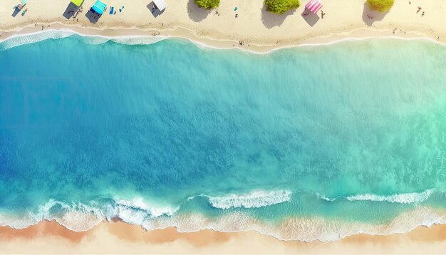 Summer Background with Ocean Waves and Beach with Copy Space for Text