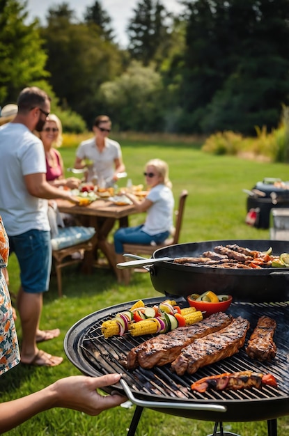 Summer BBQ Grill with Food