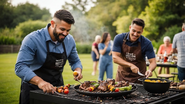 Photo summer bbq grill with food