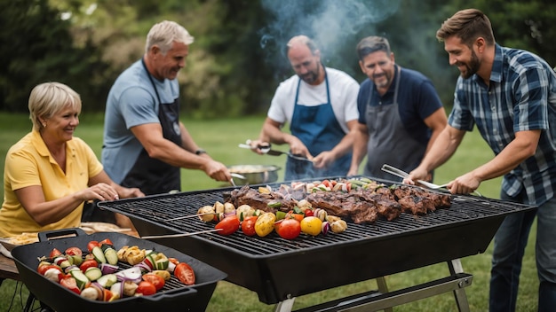 Summer BBQ Grill with Food