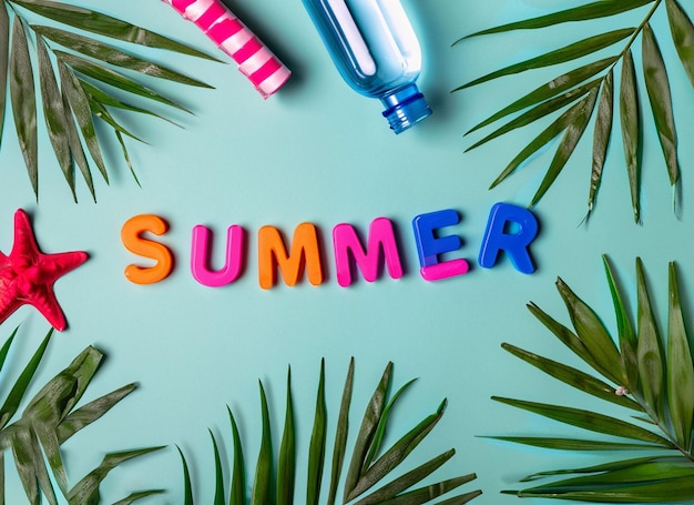 Summer Beach Elements And Summer Text Effect Background ai generated