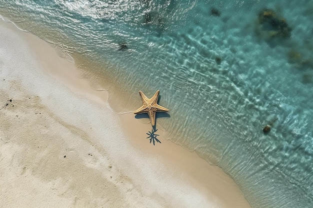 Summer Beach Holiday Vacation Background with Clean Sea Ocean Water and Starfish on the Coast