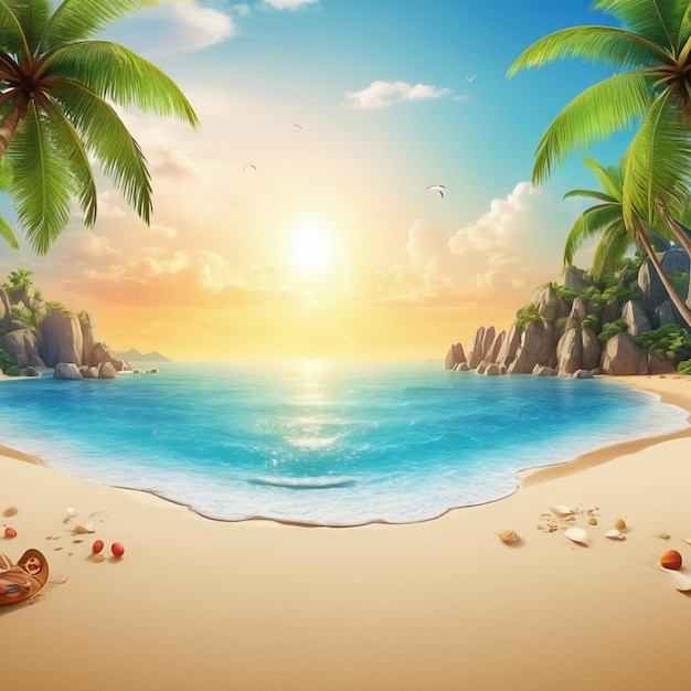 summer beach scene design background