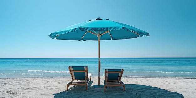 summer beach at sunny day with blue sky and blue ocean