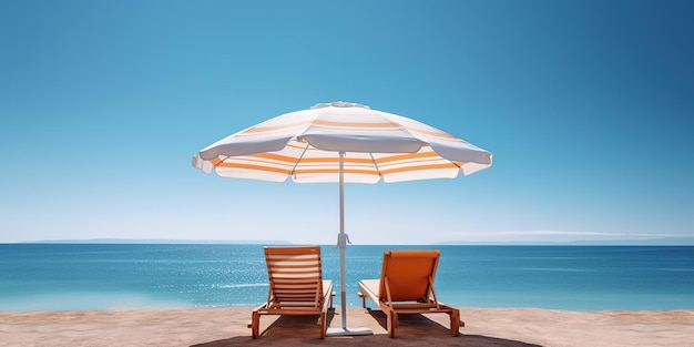 summer beach at sunny day with blue sky and blue ocean