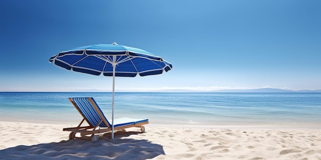 summer beach at sunny day with blue sky and blue ocean