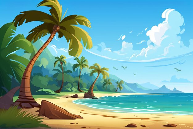 Summer Cartoon Images background and copy space