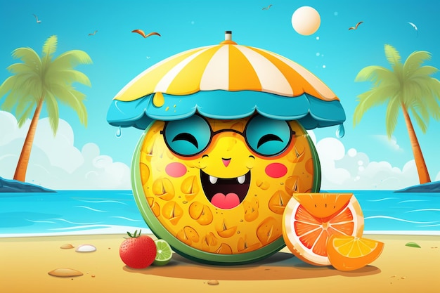 Photo summer cartoon images background and copy space