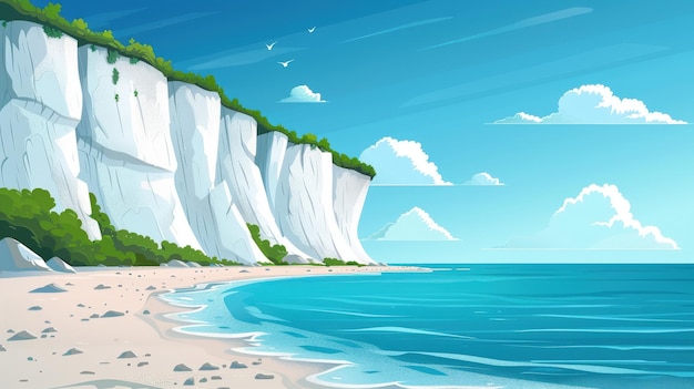 Photo summer coastline with cliffs and blue sea under clear sky