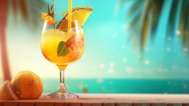 Summer cocktail Illustration AI GenerativexA