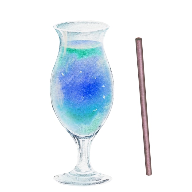 Summer cocktail set glass glasses and glasses with colorful drinks Hand drawn watercolor illustration for recipes for alcohol lists with drinks