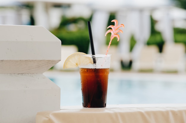 Summer cocktail in the water park on vacation