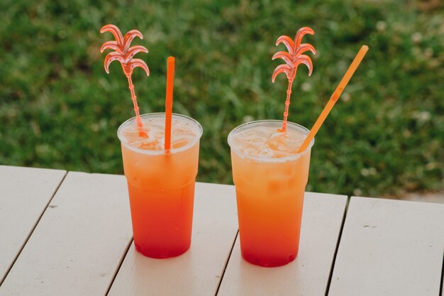 Summer cocktail in the water park on vacation