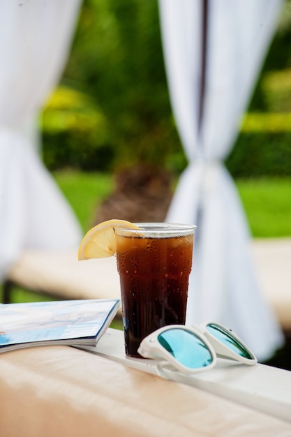 Summer cocktail in the water park on vacation