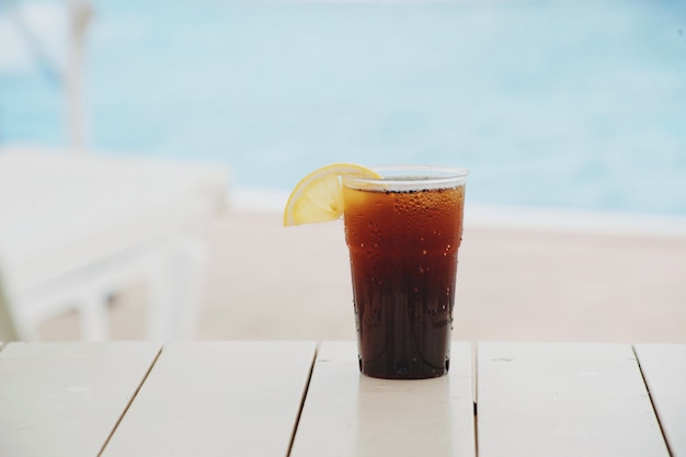 Summer cocktail in the water park on vacation