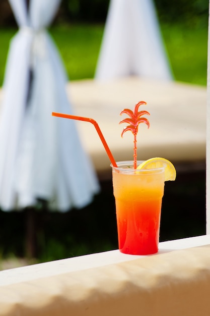 Summer cocktail in the water park on vacation