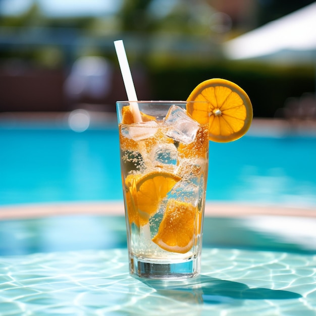 Summer cold drink photo on pool