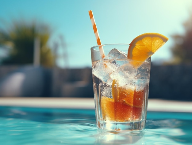 Summer cold drink photo on pool