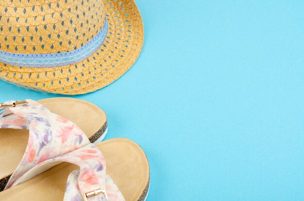 Summer composition of hats and shoes