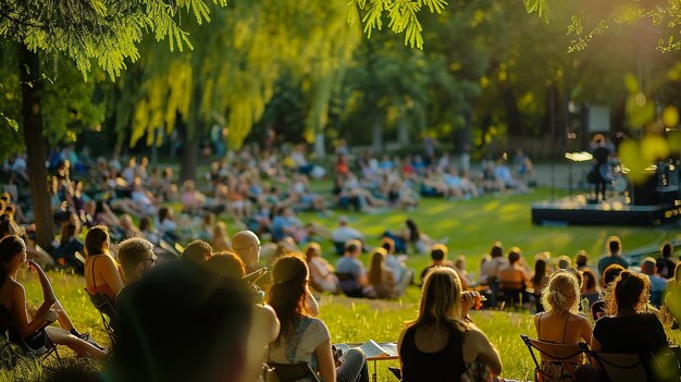 Photo summer concert park gathering outdoors crowd scene