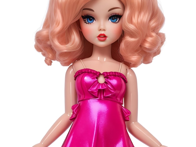 Summer Disco Plastic Doll Portrait for Cute and Attractive Female Model with Pink Hair 8k