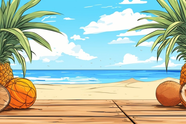 Summer Drawing Images background and copy space