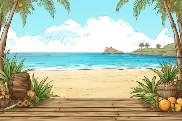 Summer Drawing Images background and copy space