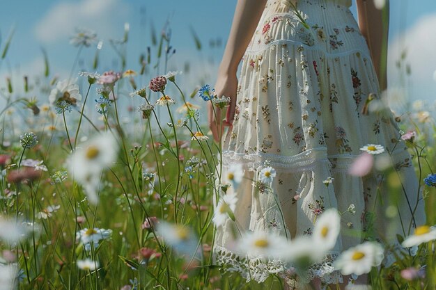 Summer dress in a field of flowers