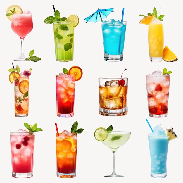 Photo summer drink design element set