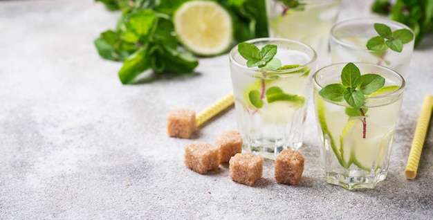 Summer  drink with lime and mint