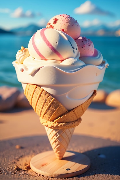 Summer favorite ice cream cone is delicious Creamy Sorbet Cool gourmet wallpaper background