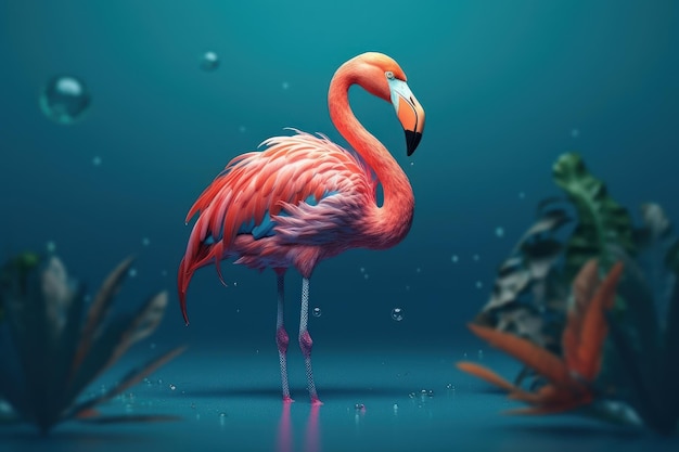 Summer festive with flamingo background Tropical summer time Generative AI